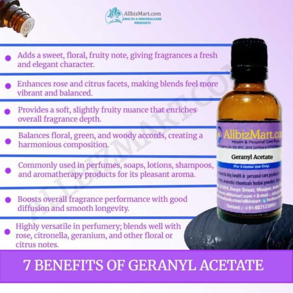 Uses benefits geranyl acetate