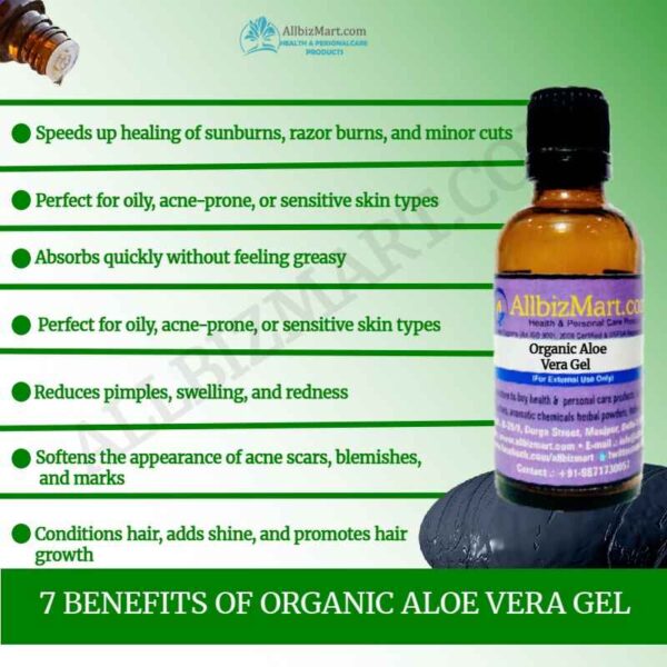 Uses benefits organic aloe vera gel