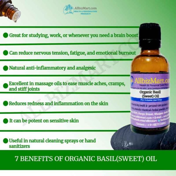 Uses benefits organic sweet basil oil